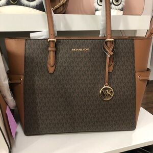 Michael Kors Brown Tote with Signature Charm